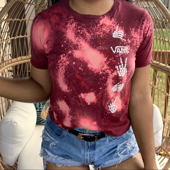Vans Tops - Vans Acid Wash Bleach Splatter Crop Top SZ M